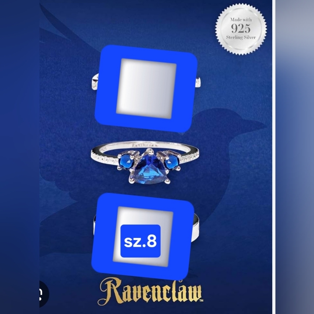 Sz.8 Ravenclaw House Ring Sapphire Blue Pear Cut Ring Harry Potter S925